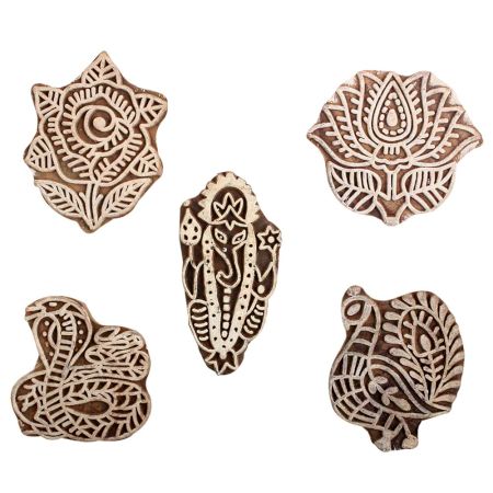 Set of 5 Piece New Mix Wooden Printing Block